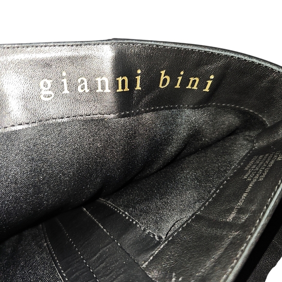 Gianni Bini knee high boots 7.5 black leather tall pointy kitten heel NWT - Picture 5 of 8